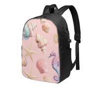 Sac à dos pour ordinateur portable Sea Starfish Ocean Seashell Sac à dos de voyage 43,2 cm résistant à l'eau avec port de charge USB Sac à dos d'école, sac de travail pour homme et femme