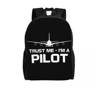 Sac à dos pour ordinateur portable Trust Me I'm A Pilot, pour femmes et hommes, sac à dos basique pour écoliers, étudiants, avion, vol, aviation, cadeau Noir