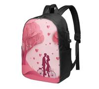 Sac à dos pour ordinateur portable Valentine Couple romantique cœur Sac à dos de voyage 43,2 cm résistant à l'eau avec port de charge USB Sac à dos d'école, sac de travail pour femme et homme