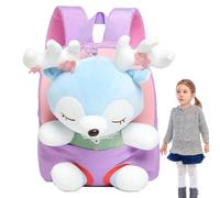 Sac à dos pour petites filles - Mini sac à dos en peluche de renne en tissu de coton et Oxford 26 x 22 x 10 cm | Sac à dos en peluche pour avec amovible pour 2-6 ans, et pratique