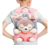 Sac à dos pour petites filles - Mini sac à dos en peluche de renne en tissu de coton et Oxford 26 x 22 x 10 cm | Sac à dos en peluche pour avec amovible pour 2-6 ans, et pratique