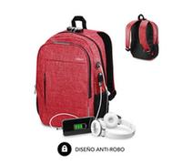 Sac à Dos pour Portable et Tablette avec Sortie USB Subblim Urban Lock Backpack 16" Red