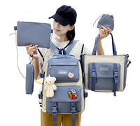 Sac à dos pour pour l'école - Lot de 5 sacs à dos pour étudiants - Avec sac à dos, sac à crayons, petit sac de rangement, sac à main, petit sac à bandoulière Ytger