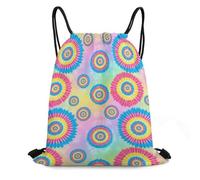 Sac À Dos pour Sport, Multifonctionnel Sacs De Sport À Cordon, Tie-Dye Jaune Rose, Moderne Gym Bag pour Natation, École, Voyage, 36X42cm