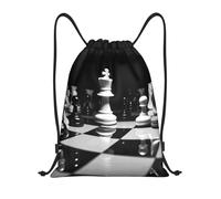 Sac À Dos pour Sport, Premium Sacs À Cordonnet, Échecs en Noir Et Blanc, Léger Sac De Piscine pour Decontracte, Homme, Randonnée, 36X42cm