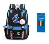 Sac à Dos pour stitch avec 12 Goserda stylos de couleur 46x29x16 cm #03 G