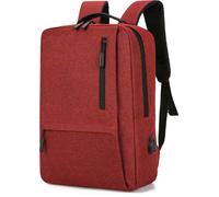sac à dos pour tablette d'ordinateur portable 15,6 pouces, grande capacité et poches multiples, toile Oxford imperméable, conception de l'interface de chargement USB, rouge