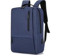 sac à dos pour tablette d'ordinateur portable de 15,6 pouces, grande capacité et poches multiples, tissu Oxford imperméable, conception d'interface de chargement USB, bleu