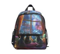Sac à dos pour tout-petits filles garçons, chats Library Galaxy Kids School Backpack, Bibliothèque des chats Galaxy, Small, Sacs à dos cool imprimé football