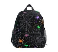Sac à dos pour tout-petits, garçons et filles, araignées colorées, mini sac de voyage noir avec étiquette nominative, Araignées colorées noires, 6-8 Years, Sacs à dos mignons