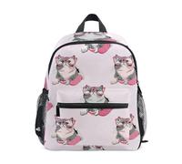 Sac à dos pour tout-petits garçons et filles, mini sac à dos de voyage avec étiquette nominative, rose, Chats mignons roses, 3-5 Years, Sacs à dos mignons