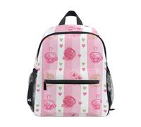 Sac à dos pour tout-petits, garçons et filles, mini sac de voyage à rayures blanches et roses avec étiquette nominative, Rayures blanches et roses, 6-8 Years, Sacs à dos mignons