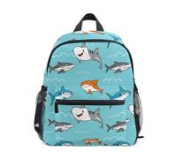 Sac à dos pour tout-petits, garçons et filles, motif requins mignons, sac à dos de maternelle pour garçons avec étiquette nominative, petits sacs à dos pour enfants, bleu, Mignon requin bleu, 3-5