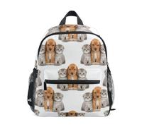 Sac à dos pour tout-petits garçons et filles, sac à dos de jardin d'enfants avec étiquette nominative, petit sac à dos pour enfants, blanc, Adorable chien et chat blanc, 3-5 Years, Sacs à dos mignons