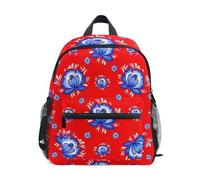 Sac à dos pour tout-petits garçons et filles, sac à dos de voyage avec étiquette nominative, motif floral folklorique russe, bleu, blanc, rouge, Russe Folk Floral Bleu Blanc Rouge, 6-8 Years, Sacs à