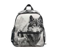 Sac à dos pour tout-petits, garçons et filles, sac d'école motif loup avec étiquette nominative, sacs à dos de maternelle, 3 à 8 ans