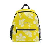 Sac à dos pour tout-petits, garçons et filles, sacs à dos pour la maternelle avec étiquette nominative, petit sac d'école pour enfants, motif fleurs d'hibiscus blanches, jaune, Fleurs d'hibiscus