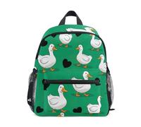 Sac à dos pour tout-petits garçons filles dessin animé canards blancs vert mini sac de voyage avec étiquette nominative, Dessin animé Canards blancs verts, 3-5 Years, Sacs à dos mignons