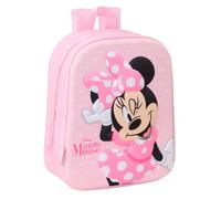 Sac à dos préscolaire Minnie Mouse 3D - safta - Rose - Coque souple - 32x43x14 cm - 17L - 2 compartiments - 1 poche