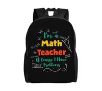 Sac à dos professeur de mathématiques graphique pour les femmes hommes imperméable à l’eau École Collège Mathématiques Science Geek Sac Impression Sac Loisirs Cadeaux de vacances en plein air