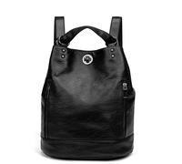 Sac à Dos PU Cuir 3 en 1 pour Femme Fille - Chic Backpack Multipocket Grande Capacité, Bandoulière Seau et Main Loisir pour Travail École Voyage (Noir)