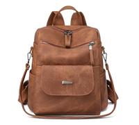 Sac a dos PU cuir femme, Sac à dos antivol femme elegant leger Deux en un décontractées, Multifonctions sac à dos femme chic pour Voyage et Travail (brun)