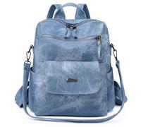 Sac a dos PU cuir femme, Sac à dos antivol femme elegant leger Deux en un décontractées, Multifonctions sac à dos femme chic pour Voyage et Travail (bleu)