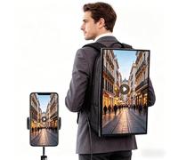 Sac à Dos publicitaire Intelligent avec écran LCD 21,5 Pouces Résolution 1920 x 1080 Luminosité 1000 nits Android 11 Étanchéité IP65 pour campagnes extérieures