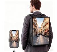 Sac à Dos publicitaire numérique Portable 21,5" Écran LCD Haute luminosité 1000 nits Android 11 Écran Tactile Connectivité Wi-FI Publicité ambulante