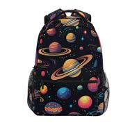 Sac À Dos Rainbow Galaxy Planet Black Sac A Dos Scolaire Classique Rucksack Unisexe Cartables pour Étudiant École Randonnée