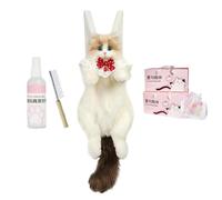 Sac à dos réaliste en forme de chat - Sac à jouets en peluche fait à la main - Style artisanal charmant | Sac à dos léger à bandoulière pour femmes et filles, excursions de loisirs, rouge, Siehe