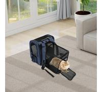 Sac à dos réglable 2 en 1 pour animal de compagnie jusqu'à 15 kg - Chariot pour chien et chat - Portable, doux et respirant - Pour les voyages en voiture ou les excursions (bleu)