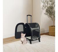 Sac à dos réglable 2 en 1 pour animal de compagnie jusqu'à 15 kg - Chariot pour chien et chat - Portable, doux et respirant - Pour les voyages en voiture ou les excursions (gris)