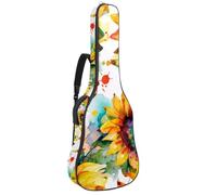 Sac à dos rembourré pour guitare acoustique avec bandoulière réglable Motif bouquet de tournesols aquarelle, Multicolore 03., 42.9x16.9x4.7 in, Sac à dos décontracté