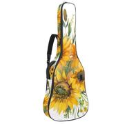 Sac à dos rembourré pour guitare acoustique avec bandoulière réglable Motif bouquet de tournesols aquarelle, Multicolore 04, 42.9x16.9x4.7 in, Sac à dos décontracté