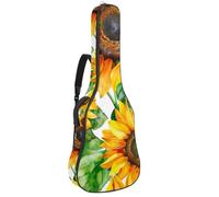 Sac à dos rembourré pour guitare acoustique avec bandoulière réglable Motif bouquet de tournesols aquarelle, Multicolore 06, 42.9x16.9x4.7 in, Sac à dos décontracté