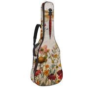Sac à dos rembourré pour guitare acoustique avec bandoulière réglable Motif champignons de la forêt Noir, Multicolore 10., 42.9x16.9x4.7 in, Sac à dos décontracté