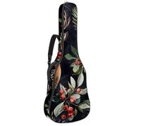 Sac à dos rembourré pour guitare acoustique avec motif de cerf avec feuilles et poches réglables pour guitare acoustique, Multicolore 01., 42.9x16.9x4.7 in, Sac à dos décontracté