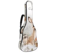 Sac à dos rembourré pour guitare acoustique avec motif de cerf avec feuilles et poches réglables pour guitare acoustique, Multicolore 09, 42.9x16.9x4.7 in, Sac à dos décontracté