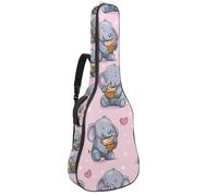 Sac à dos rembourré pour guitare acoustique avec motif éléphant et cupcakes, Multicolore 01., 42.9x16.9x4.7 in, Sac à dos décontracté