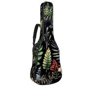 Sac à dos rembourré pour guitare acoustique Motif branches de sapin, baies, fleurs et fougères, Multicolore 01., 42.9x16.9x4.7 in, Sac à dos décontracté