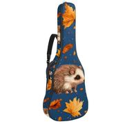 Sac à dos rembourré pour guitare acoustique, motif hérissons, champignons et feuilles d'automne, sac à dos avec bretelles réglables, Multicolore 01., 42.9x16.9x4.7 in, Sac à dos décontracté