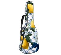 Sac à dos rembourré pour guitare acoustique Motif treillis floral avec nœuds roses et citrons, Multicolore 02, 42.9x16.9x4.7 in, Sac à dos décontracté