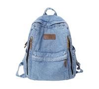 Sac à Dos Rétro en Denim Homme et Femme Toile Bleu Jean pour Ordinateur Portable pour Étude, Voyage, Travail