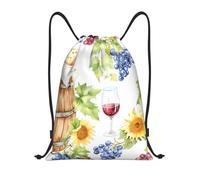Sac À Dos Retro Farmhouse Grapes Wine Pattern Gym Sack Colourful Sacs À Cordon Résistant Sac De Sport pour Voyage Camping Swimming 36X42CM
