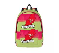 Sac à dos rétro lavable avec logo I-Isle of Man pour enfant, bandoulière réglable, ideal pour le travail ou le bureau Noir