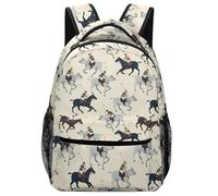 Sac À Dos Riders Horses Sac D'École Légerbackpack Ordinateur Portable Daypack pour Camping Randonnée Étudiant