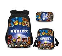 Sac à dos Roblox pour enfants avec boîte à lunch et étui à crayons, sac à dos d'école pour ordinateur portable et sac de voyage pour adolescents, style 1, 27*17*40 cm, décontracté pour les jeux