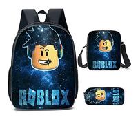 Sac à dos Roblox pour enfants avec boîte à lunch et trousse à crayons, sac à livres pour étudiants pour enfants, sac à dos d'école, sac à dos pour ordinateur portable pour adolescents, ensemble de