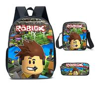 Sac à dos Roblox pour garçons avec boîte à déjeuner et trousse à crayons, sac à dos d'école, sac à dos pour ordinateur portable, sac de voyage pour adolescents, style 13, 27*17*40, Contemporain